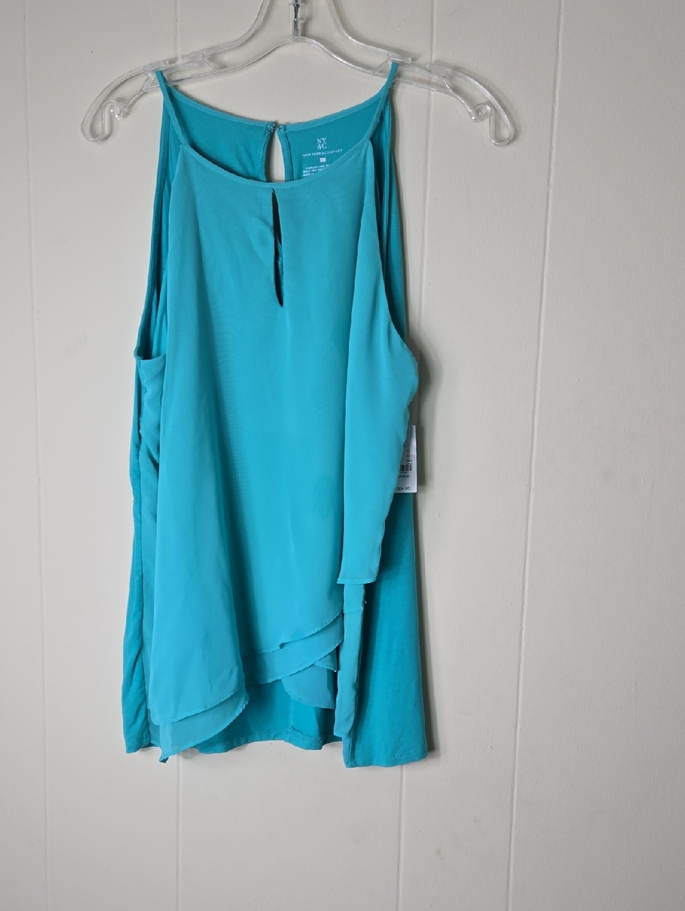 New York & Company Aqua Layered Chiffon Tank